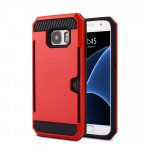 Wholesale Samsung Galaxy S7 Credit Card Armor Case (Red)